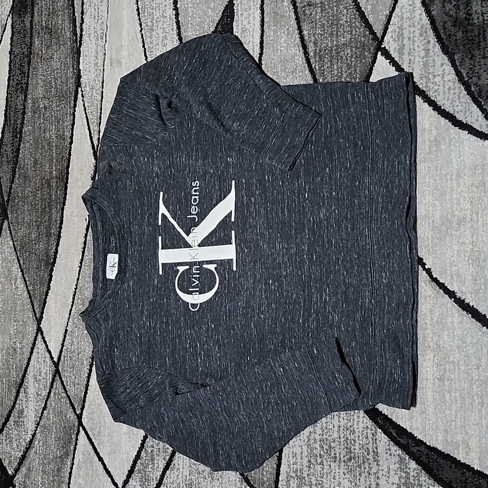 CALVIN KLEIN HEATHERED LOGO FLEECE LINED SWEATSHIRT